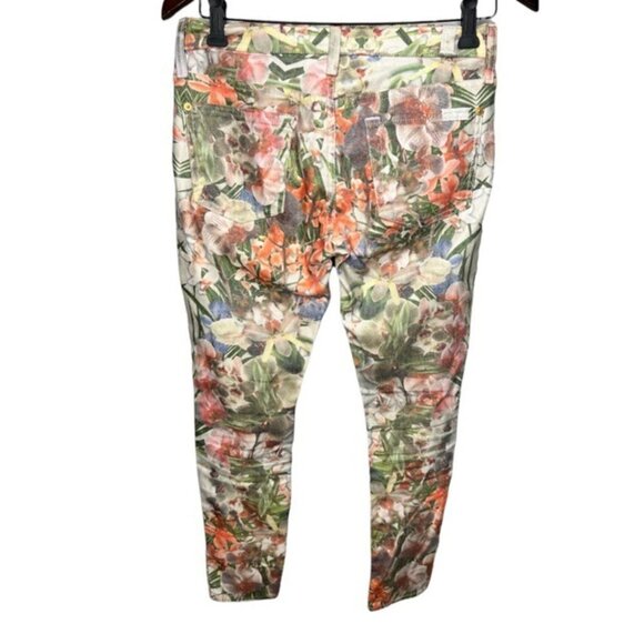 7 For All Mankind Cropped Floral Print Skinny Jeans Size 25 - Picture 3 of 10
